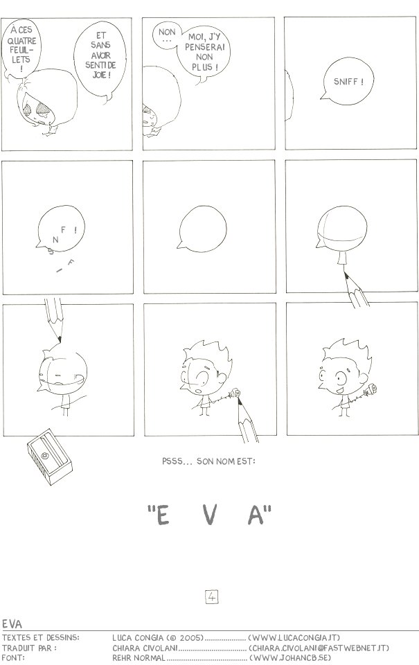 Luca Congia: EVA (version française, traduit par Chiara Civolani. Page 4.